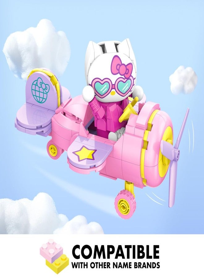 Brickcraft Hello Kitty Airplane Adventure Kit 273-Piece Sanrio Set Pink Aircraft Toy Featuring Spinning Propeller Rolling Wheels Collectible Buildable Model Gift Birthday Display Creative - Image 5